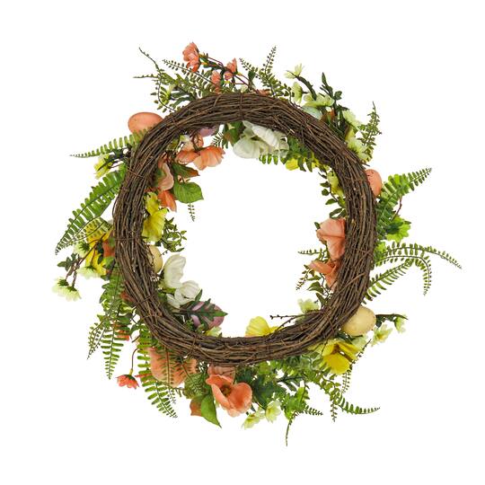 22" Ferns & Flowers Easter Wreath
